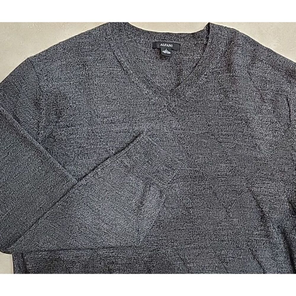 Alfani Mens‎ Dark Grey Sweater Size Large 100% Merino Wool diamond design